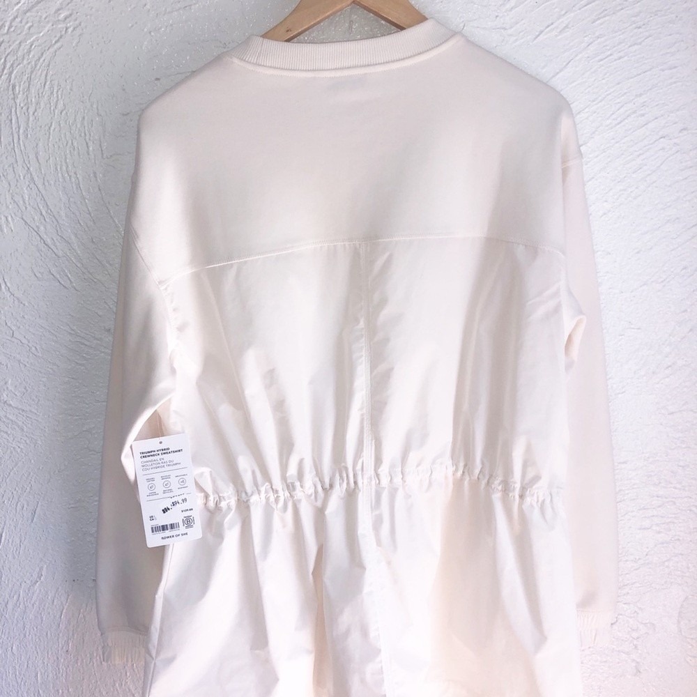 Athleta Triumph Hybrid Crewneck Sweatshirt Off White Large NWT Adjustable Waist - Picture 3 of 12